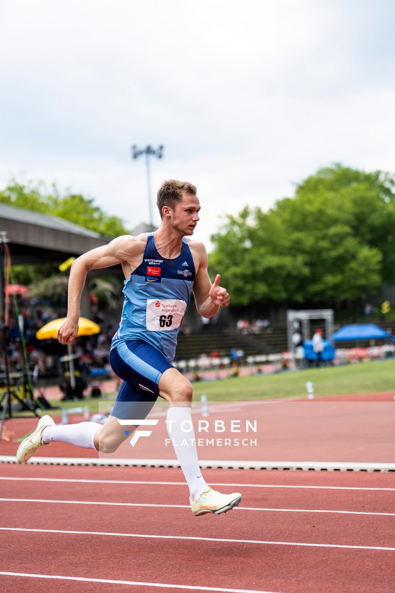 Marvin Schlegel (LAC Erdgas Chemnitz) ueber 400m am 04.06.2022 waehrend der Sparkassen Gala in Regensburg